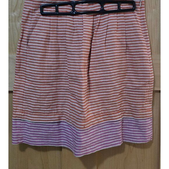 Loft sz 0 Orange & Purple Striped Mini Skirt W Pleats linen beach Nautical - Picture 1 of 11